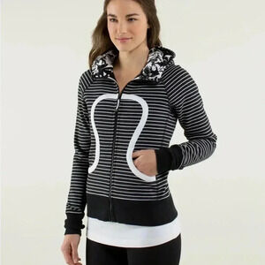Lululemon Athletica Parallel Stripe Brisk Bloom Scuba Hoodie Size 6